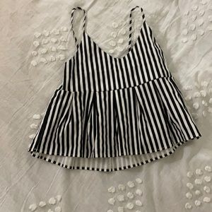 super cute black and white striped pleated tank